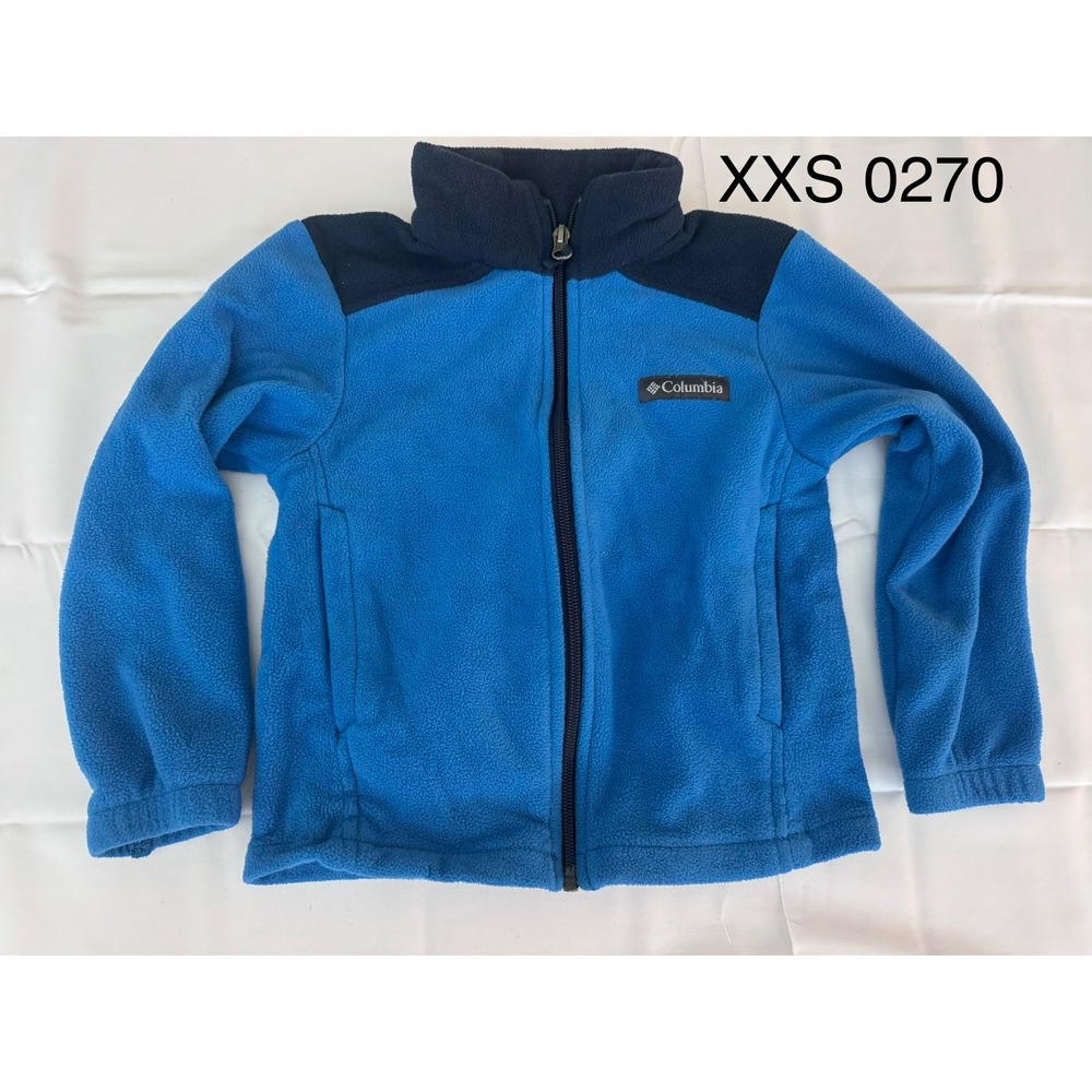Columbia Kids XXS Full Zip Fleece Jacket Blue Navy Mock Neck Outdoor Sweater